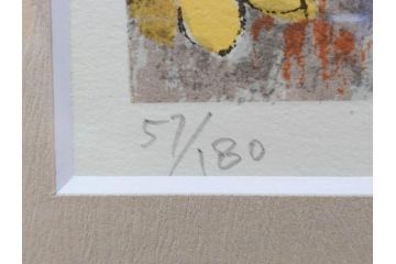 真作　1995年〜1996年　橋本広喜　絵夢工房　サイン入り　「秋の裏磐梯」57/180　「秋の熊野神社」139/150　墨彩画　豊かな自然を感じられるリトグラフ2点セット(風景画、紅葉、山、版画、壁掛け、額装、外箱付き)(R-077923)