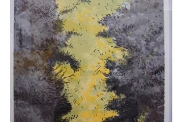 真作　1995年〜1996年　橋本広喜　絵夢工房　サイン入り　「秋の裏磐梯」57/180　「秋の熊野神社」139/150　墨彩画　豊かな自然を感じられるリトグラフ2点セット(風景画、紅葉、山、版画、壁掛け、額装、外箱付き)(R-077923)