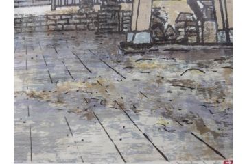 真作　1995年〜1996年　橋本広喜　絵夢工房　サイン入り　「秋の裏磐梯」57/180　「秋の熊野神社」139/150　墨彩画　豊かな自然を感じられるリトグラフ2点セット(風景画、紅葉、山、版画、壁掛け、額装、外箱付き)(R-077923)