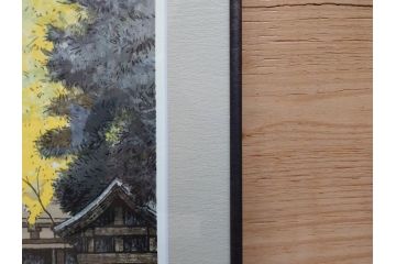 真作　1995年〜1996年　橋本広喜　絵夢工房　サイン入り　「秋の裏磐梯」57/180　「秋の熊野神社」139/150　墨彩画　豊かな自然を感じられるリトグラフ2点セット(風景画、紅葉、山、版画、壁掛け、額装、外箱付き)(R-077923)