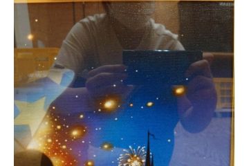 真作　三田恒夫　TSUNEO SANDA　ディズニー　「Mickey’s　Party」　限定115/195　WDINT20　ミッキーと仲間たちの賑やかな雰囲気が伝わってくる版画(ジクレー、ジークレー、印刷、額付き、外箱付き)(R-077924)