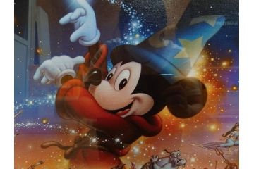 真作　三田恒夫　TSUNEO SANDA　ディズニー　「Mickey’s　Party」　限定115/195　WDINT20　ミッキーと仲間たちの賑やかな雰囲気が伝わってくる版画(ジクレー、ジークレー、印刷、額付き、外箱付き)(R-077924)