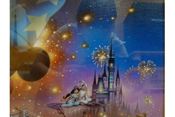真作　三田恒夫　TSUNEO SANDA　ディズニー　「Mickey’s　Party」　限定115/195　WDINT20　ミッキーと仲間たちの賑やかな雰囲気が伝わってくる版画(ジクレー、ジークレー、印刷、額付き、外箱付き)(R-077924)