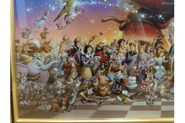 真作　三田恒夫　TSUNEO SANDA　ディズニー　「Mickey’s　Party」　限定115/195　WDINT20　ミッキーと仲間たちの賑やかな雰囲気が伝わってくる版画(ジクレー、ジークレー、印刷、額付き、外箱付き)(R-077924)