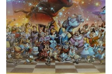 真作　三田恒夫　TSUNEO SANDA　ディズニー　「Mickey’s　Party」　限定115/195　WDINT20　ミッキーと仲間たちの賑やかな雰囲気が伝わってくる版画(ジクレー、ジークレー、印刷、額付き、外箱付き)(R-077924)