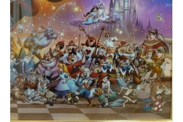 真作　三田恒夫　TSUNEO SANDA　ディズニー　「Mickey’s　Party」　限定115/195　WDINT20　ミッキーと仲間たちの賑やかな雰囲気が伝わってくる版画(ジクレー、ジークレー、印刷、額付き、外箱付き)(R-077924)