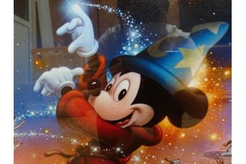 真作　三田恒夫　TSUNEO SANDA　ディズニー　「Mickey’s　Party」　限定115/195　WDINT20　ミッキーと仲間たちの賑やかな雰囲気が伝わってくる版画(ジクレー、ジークレー、印刷、額付き、外箱付き)(R-077924)