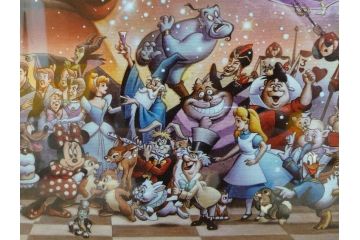 真作　三田恒夫　TSUNEO SANDA　ディズニー　「Mickey’s　Party」　限定115/195　WDINT20　ミッキーと仲間たちの賑やかな雰囲気が伝わってくる版画(ジクレー、ジークレー、印刷、額付き、外箱付き)(R-077924)