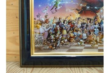 真作　三田恒夫　TSUNEO SANDA　ディズニー　「Mickey’s　Party」　限定115/195　WDINT20　ミッキーと仲間たちの賑やかな雰囲気が伝わってくる版画(ジクレー、ジークレー、印刷、額付き、外箱付き)(R-077924)