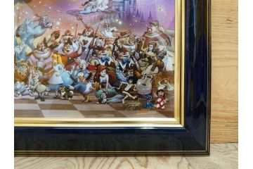 真作　三田恒夫　TSUNEO SANDA　ディズニー　「Mickey’s　Party」　限定115/195　WDINT20　ミッキーと仲間たちの賑やかな雰囲気が伝わってくる版画(ジクレー、ジークレー、印刷、額付き、外箱付き)(R-077924)