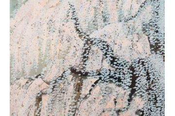 真作　2002年　橋本広喜　絵夢工房　「滝桜」　3/70　サイン入り　墨彩画　春の息吹を感じさせる満開の桜が美しいリトグラフ(版画、額付き、外箱付き)(R-077925)