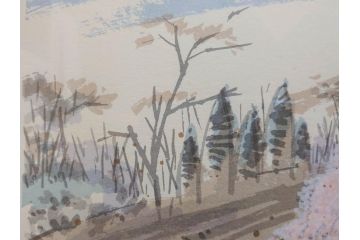 真作　2002年　橋本広喜　絵夢工房　「滝桜」　3/70　サイン入り　墨彩画　春の息吹を感じさせる満開の桜が美しいリトグラフ(版画、額付き、外箱付き)(R-077925)