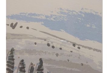 真作　2002年　橋本広喜　絵夢工房　「滝桜」　3/70　サイン入り　墨彩画　春の息吹を感じさせる満開の桜が美しいリトグラフ(版画、額付き、外箱付き)(R-077925)