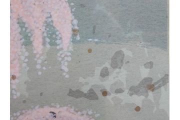 真作　2002年　橋本広喜　絵夢工房　「滝桜」　3/70　サイン入り　墨彩画　春の息吹を感じさせる満開の桜が美しいリトグラフ(版画、額付き、外箱付き)(R-077925)
