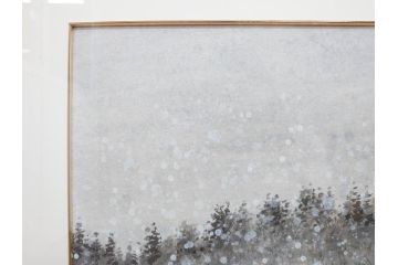 真作　橋本広喜　「冬の集落」　降り積もる山村の雪景色が美しい墨彩画(冬、雪、集落、山、額付き、外箱付き)(R-077926)