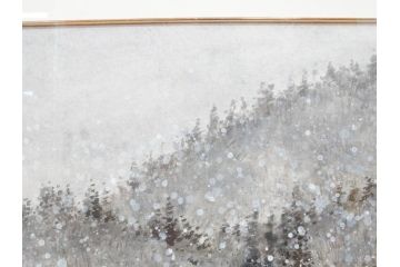 真作　橋本広喜　「冬の集落」　降り積もる山村の雪景色が美しい墨彩画(冬、雪、集落、山、額付き、外箱付き)(R-077926)