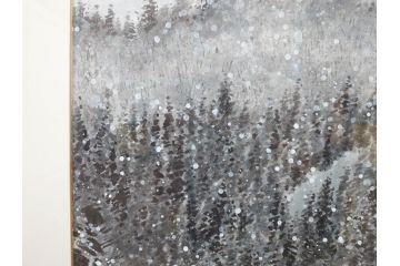 真作　橋本広喜　「冬の集落」　降り積もる山村の雪景色が美しい墨彩画(冬、雪、集落、山、額付き、外箱付き)(R-077926)