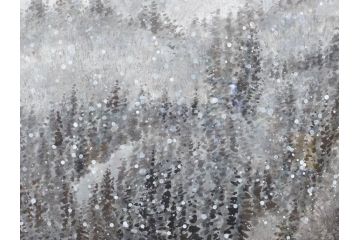 真作　橋本広喜　「冬の集落」　降り積もる山村の雪景色が美しい墨彩画(冬、雪、集落、山、額付き、外箱付き)(R-077926)