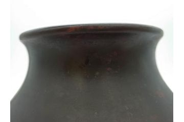 時代物　古銅　斑紫銅　盛上　双鯉文　優雅に泳ぐ鯉の装飾が印象的な花瓶(高岡銅器?、花器、花生、花入、壷、壺、在銘、作家物)(R-077928)