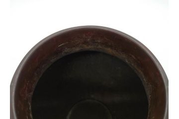 時代物　古銅　斑紫銅　盛上　双鯉文　優雅に泳ぐ鯉の装飾が印象的な花瓶(高岡銅器?、花器、花生、花入、壷、壺、在銘、作家物)(R-077928)