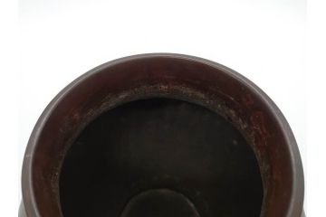 時代物　古銅　斑紫銅　盛上　双鯉文　優雅に泳ぐ鯉の装飾が印象的な花瓶(高岡銅器?、花器、花生、花入、壷、壺、在銘、作家物)(R-077928)