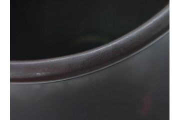 時代物　古銅　斑紫銅　盛上　双鯉文　優雅に泳ぐ鯉の装飾が印象的な花瓶(高岡銅器?、花器、花生、花入、壷、壺、在銘、作家物)(R-077928)