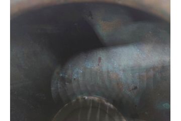 時代物　古銅　斑紫銅　盛上　生き生きと泳ぐ魚の装飾が印象的な花瓶(鮎?、アユ、高岡銅器?、花器、花生、花入、壷、壺、在銘、作家物)(R-077929)