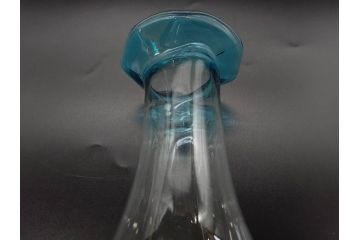 戦前　大正〜昭和初期　昭和レトロ　青フリル　澄んだブルーカラーが素敵なガラス花瓶2個セット(一輪挿し、花入、花器、硝子)(R-077931)