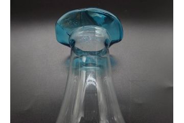 戦前　大正〜昭和初期　昭和レトロ　青フリル　澄んだブルーカラーが素敵なガラス花瓶2個セット(一輪挿し、花入、花器、硝子)(R-077932)