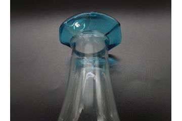 戦前　大正〜昭和初期　昭和レトロ　青フリル　澄んだブルーカラーが素敵なガラス花瓶2個セット(一輪挿し、花入、花器、硝子)(R-077932)