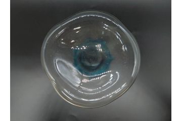 戦前　大正〜昭和初期　昭和レトロ　青フリル　澄んだブルーカラーが素敵なガラス花瓶2個セット(一輪挿し、花入、花器、硝子)(R-077932)