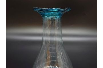 戦前　大正〜昭和初期　昭和レトロ　青フリル　澄んだブルーカラーが素敵なガラス花瓶2個セット(一輪挿し、花入、花器、硝子)(R-077933)