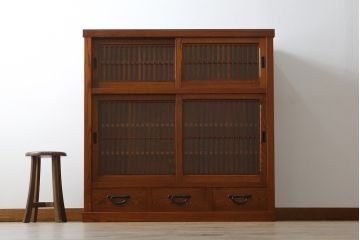 中古　美品!!　上質な和の空間を演出する水屋箪笥(食器棚、茶箪笥、戸棚、収納棚、キャビネット)(R-077937)
