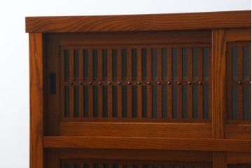 中古　美品!!　上質な和の空間を演出する水屋箪笥(食器棚、茶箪笥、戸棚、収納棚、キャビネット)(R-077937)