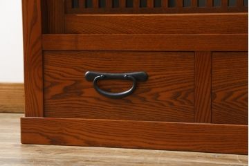 中古　美品!!　上質な和の空間を演出する水屋箪笥(食器棚、茶箪笥、戸棚、収納棚、キャビネット)(R-077937)