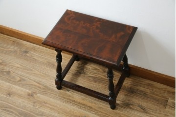 中古　松本民芸家具　#25型スツール・テーブル　クラシカルなデザインがお洒落なサイドテーブル　(R-077948)