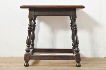 中古　松本民芸家具　#25型スツール・テーブル　クラシカルなデザインがお洒落なサイドテーブル(コーヒーテーブル、カフェテーブル、花台、飾り台、椅子、イス)(R-077948)