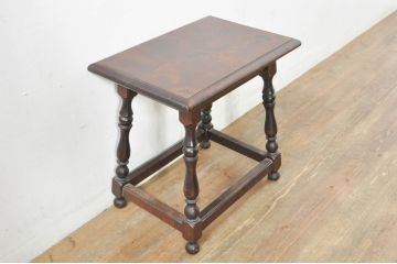 中古　松本民芸家具　#25型スツール・テーブル　クラシカルなデザインがお洒落なサイドテーブル(コーヒーテーブル、カフェテーブル、花台、飾り台、椅子、イス)(R-077948)