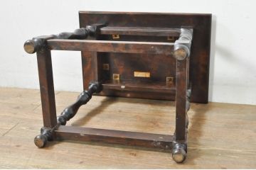 中古　松本民芸家具　#25型スツール・テーブル　クラシカルなデザインがお洒落なサイドテーブル(コーヒーテーブル、カフェテーブル、花台、飾り台、椅子、イス)(R-077948)