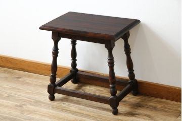 中古　松本民芸家具　#25型スツール・テーブル　クラシカルなデザインがお洒落なサイドテーブル(コーヒーテーブル、カフェテーブル、花台、飾り台、椅子、イス)(R-077949)