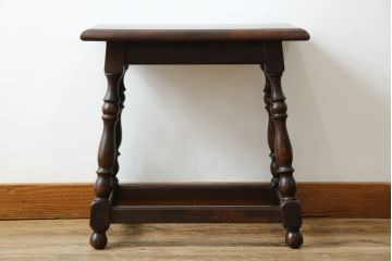 中古　松本民芸家具　#25型スツール・テーブル　クラシカルなデザインがお洒落なサイドテーブル(コーヒーテーブル、カフェテーブル、花台、飾り台、椅子、イス)(R-077949)