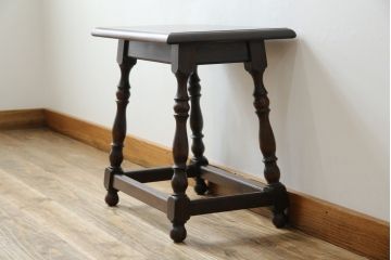 中古　松本民芸家具　#25型スツール・テーブル　クラシカルなデザインがお洒落なサイドテーブル(コーヒーテーブル、カフェテーブル、花台、飾り台、椅子、イス)(R-077949)