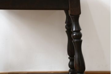 【E様専用】中古　松本民芸家具　#25型スツール・テーブル　クラシカルなデザインがお洒落なガラス天板付きサイドテーブル(コーヒーテーブル、カフェテーブル、花台、飾り台、椅子、イス)(R-077950)