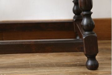 【E様専用】中古　松本民芸家具　#25型スツール・テーブル　クラシカルなデザインがお洒落なガラス天板付きサイドテーブル(コーヒーテーブル、カフェテーブル、花台、飾り台、椅子、イス)(R-077950)