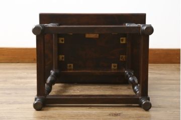 【E様専用】中古　松本民芸家具　#25型スツール・テーブル　クラシカルなデザインがお洒落なガラス天板付きサイドテーブル(コーヒーテーブル、カフェテーブル、花台、飾り台、椅子、イス)(R-077950)