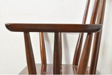 中古　松本民芸家具　クラシカルなデザインが美しいベビーチェア(チャイルドチェア、キッズチェア、アームチェア、ダイニングチェア、板座チェア、ウィンザーチェア、ウインザーチェア、こども椅子、子どもイス)(R-077951)