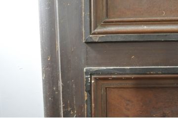 フランスアンティーク　特大!!　店舗用　たっぷり収納できる三枚扉の薄型キャビネット(ブックケース、本箱、書棚、戸棚、収納棚、店舗什器)(R-077953)