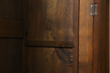 和製アンティーク　栓材　象嵌入り　趣のある佇まいが魅力的な結霜ガラス入りの本箱　(R-077956)