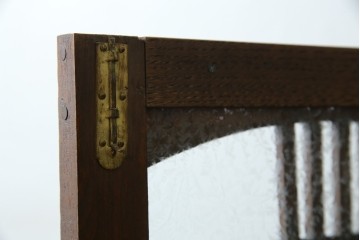 和製アンティーク　栓材　象嵌入り　趣のある佇まいが魅力的な結霜ガラス入りの本箱　(R-077956)