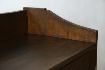 和製アンティーク　栓材　象嵌入り　趣のある佇まいが魅力的な結霜ガラス入りの本箱　(R-077956)